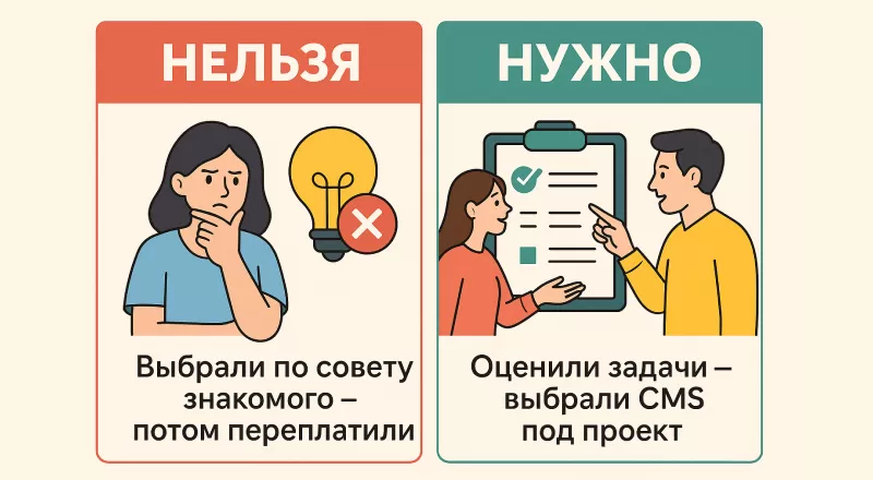 Ошибки при выборе CMS